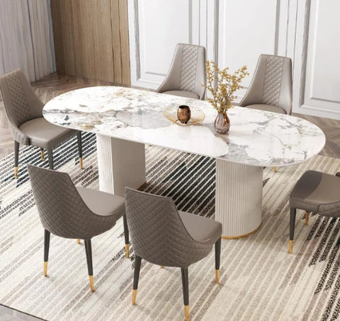 white marble dining table