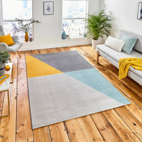 Vancouver 18487 Grey / Blue / Yellow Rug