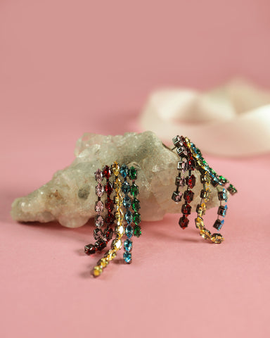 crystals and tassels dangle earring for women