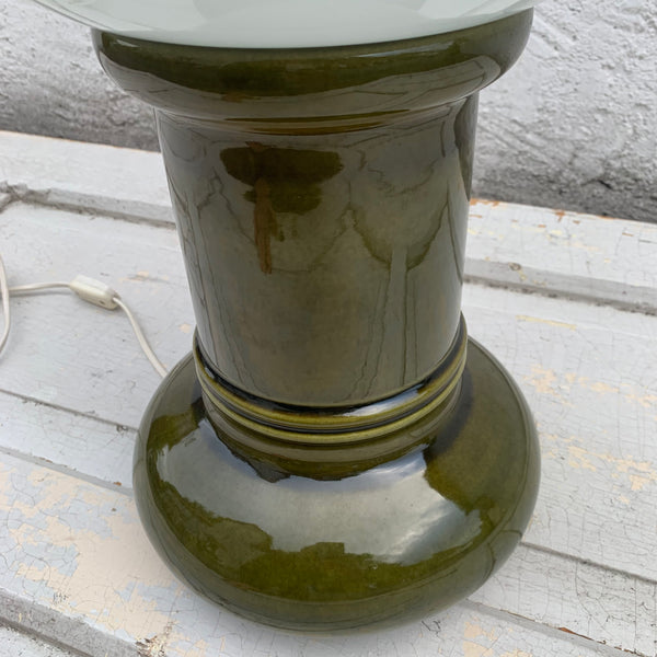 Große vintage Sockel Lampe grün Keramik
