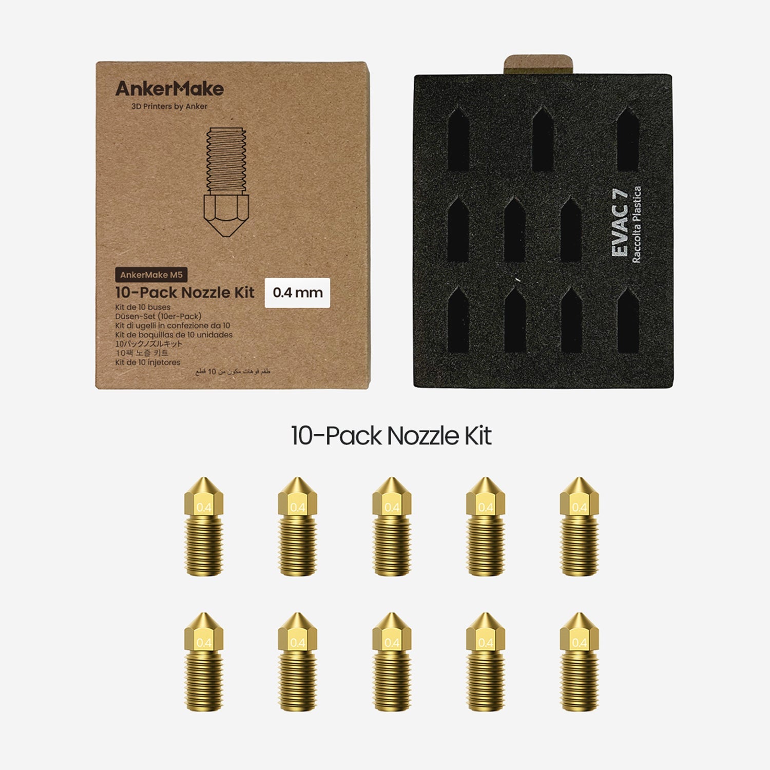 AnkerMake 10-Pack Nozzle Kit (0.4mm, M5/M5C) - Ankermake US