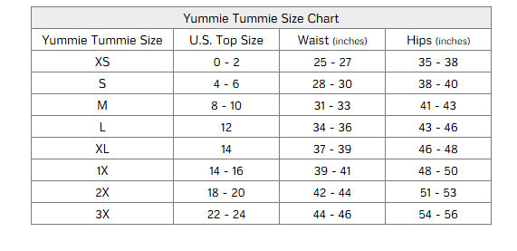 Yummie Size Chart – Bralissimo