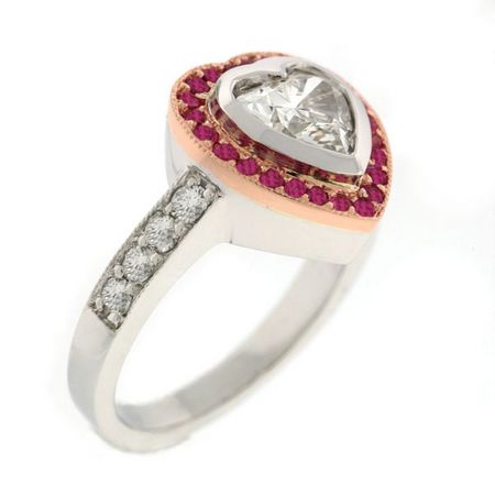 Heart Shaped Diamond And Pink Sapphire Ring Jb Diamonds And Fine Jewelry Inc