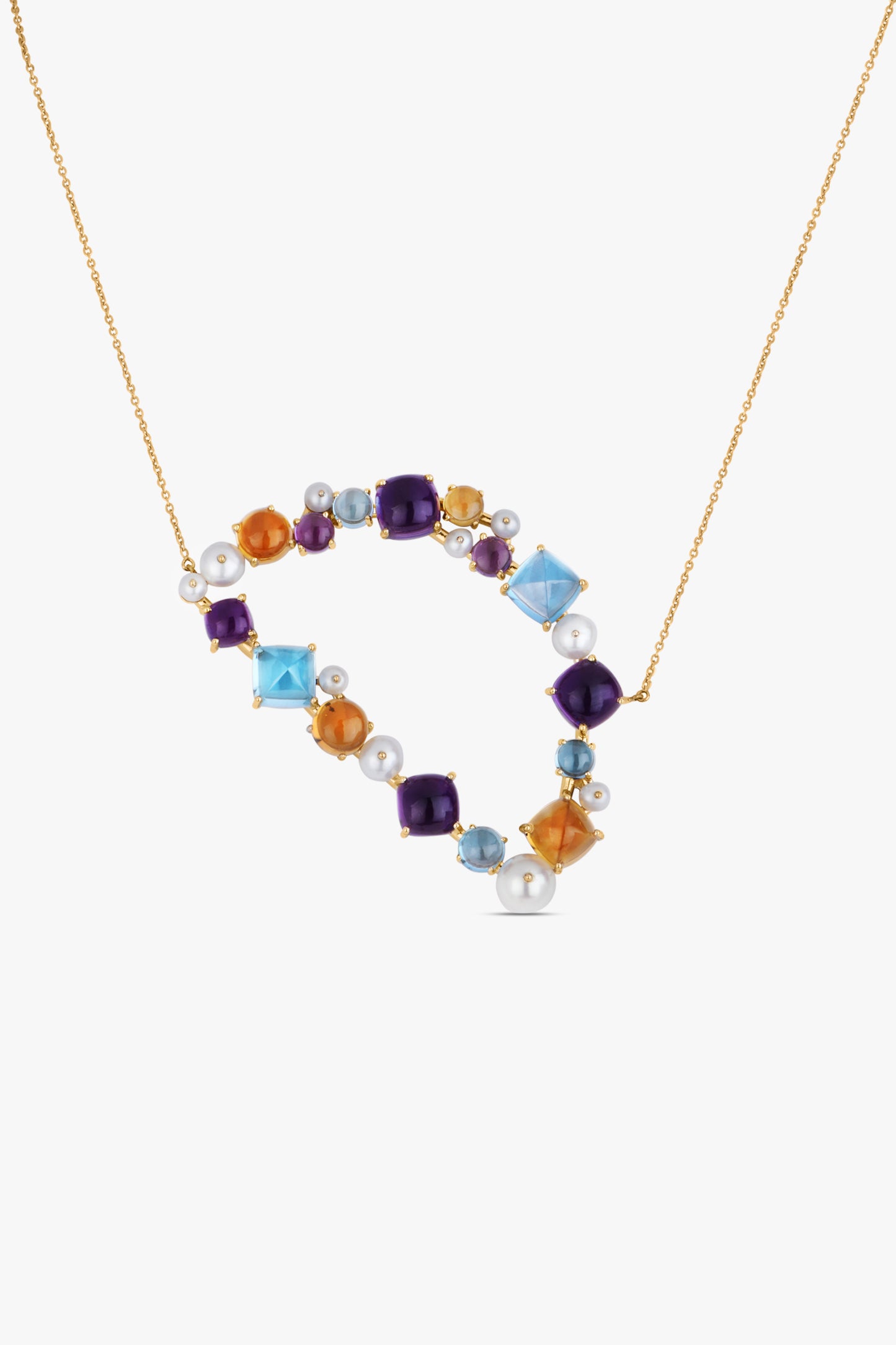 multi color stone initial necklace