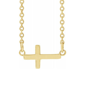 Kravit 14k Gold Horizontal Cross Necklace