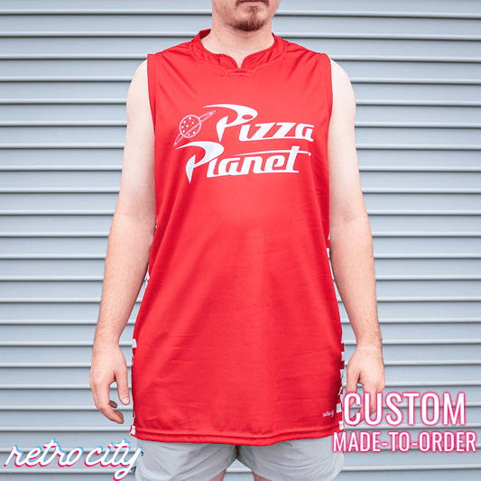 Pizza Planet Full-Button Baseball Jersey (Red) Youth Small