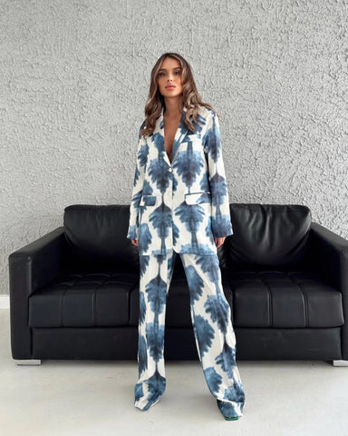 Tie-Dye Blue and White Suit
