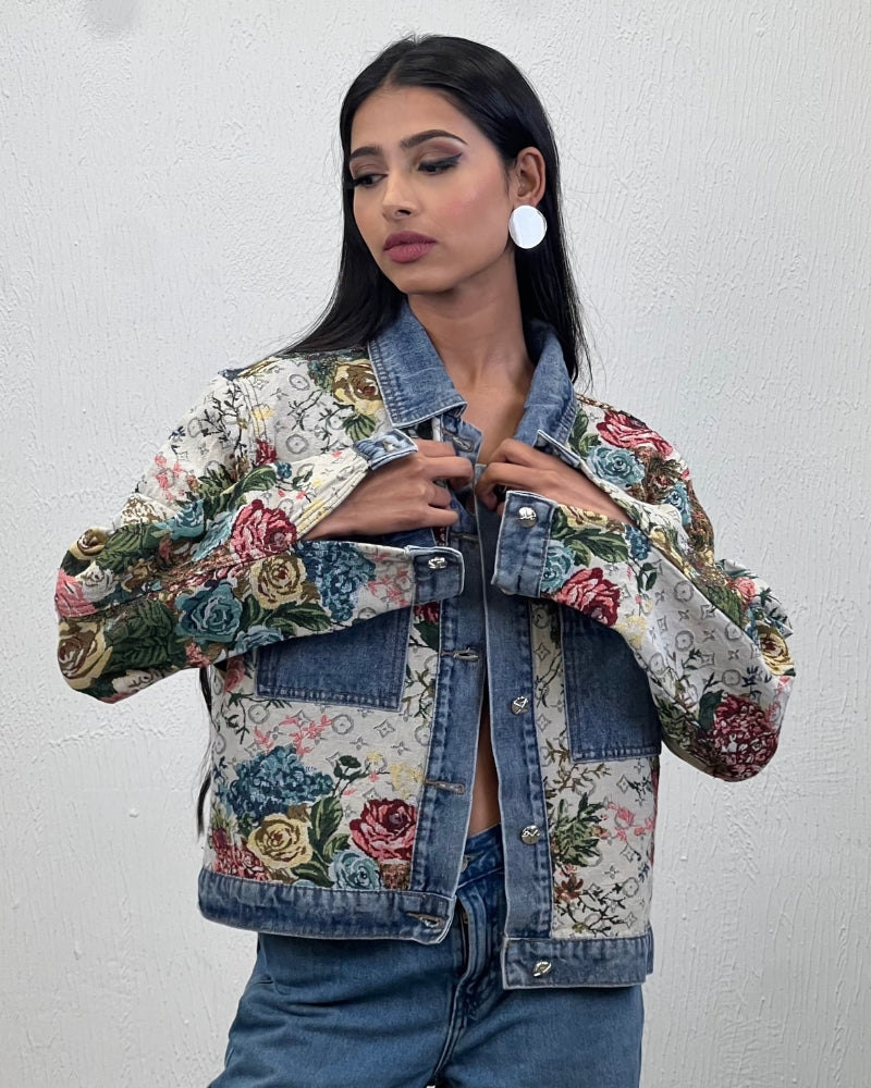 Floral Patch Denim Jacket