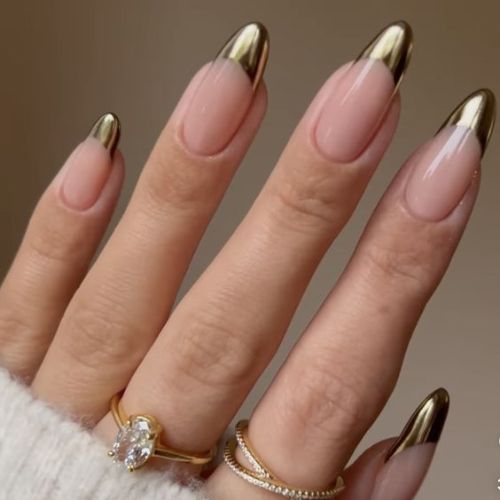 Metallic Gold or Silver French Tip