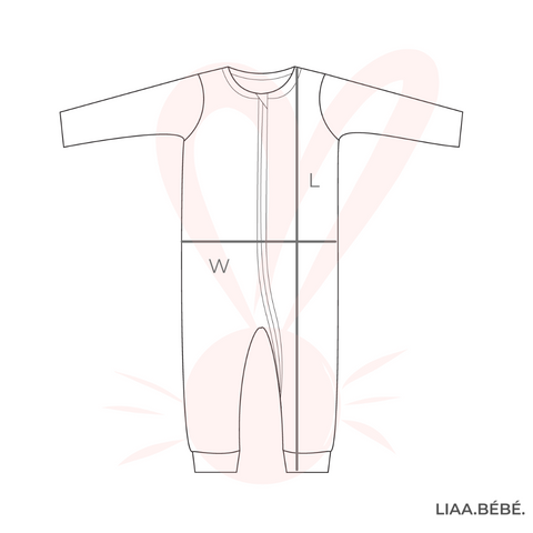 LiaaBébé Bamboo Sleepsuit Onsie Zip-up Measurements