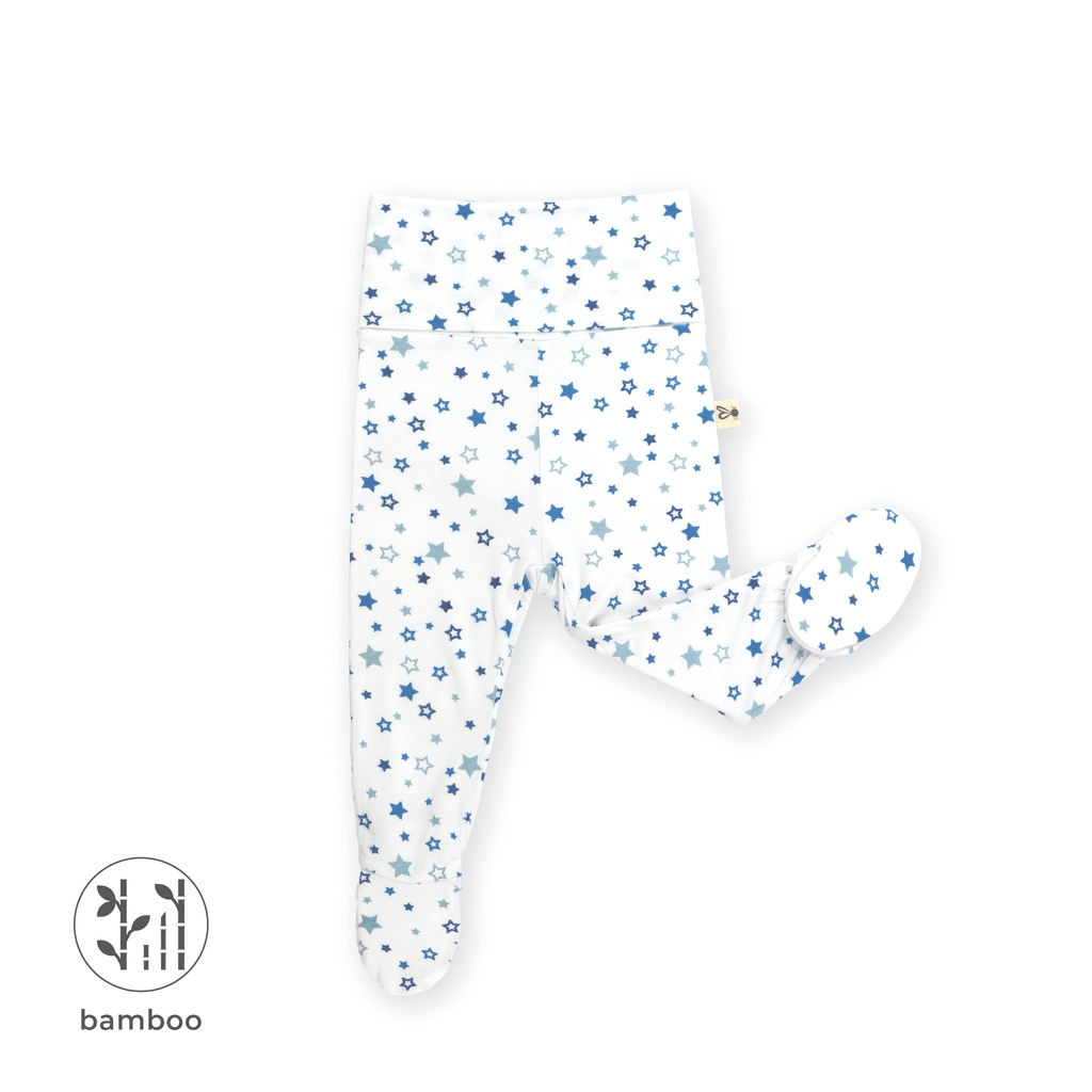 Footed Blue Baby Pants. Toddler Sleepwear Pants For Children With Bears On  Feet. Wooden Background. Stock Photo, Picture and Royalty Free Image. Image  119811859.