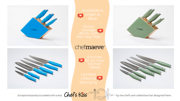 Chef Maeve 7 Piece Knife Set in Green – Chef's Kiss At Home