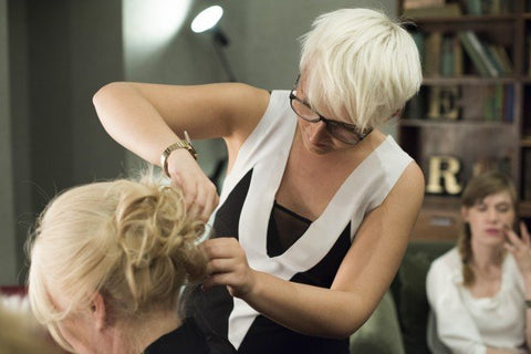 Jo Hansford stylist at work for London event