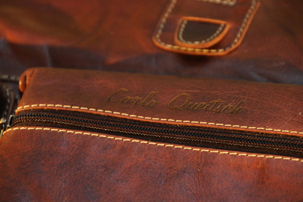 Leather name engraving