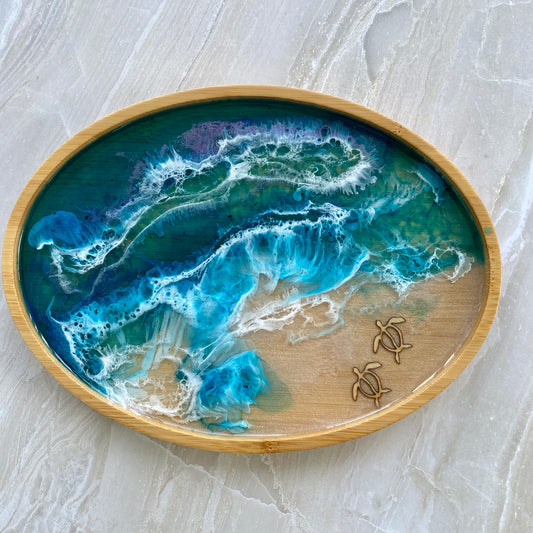 Starfish Ocean Themed Bamboo & Resin Tea Tray – Resin Art Kailua