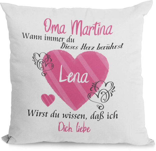 Kissen Oma Geschenk Mit Namen Herzberührt Individuell Personalisiert E Fadensalat Shop 