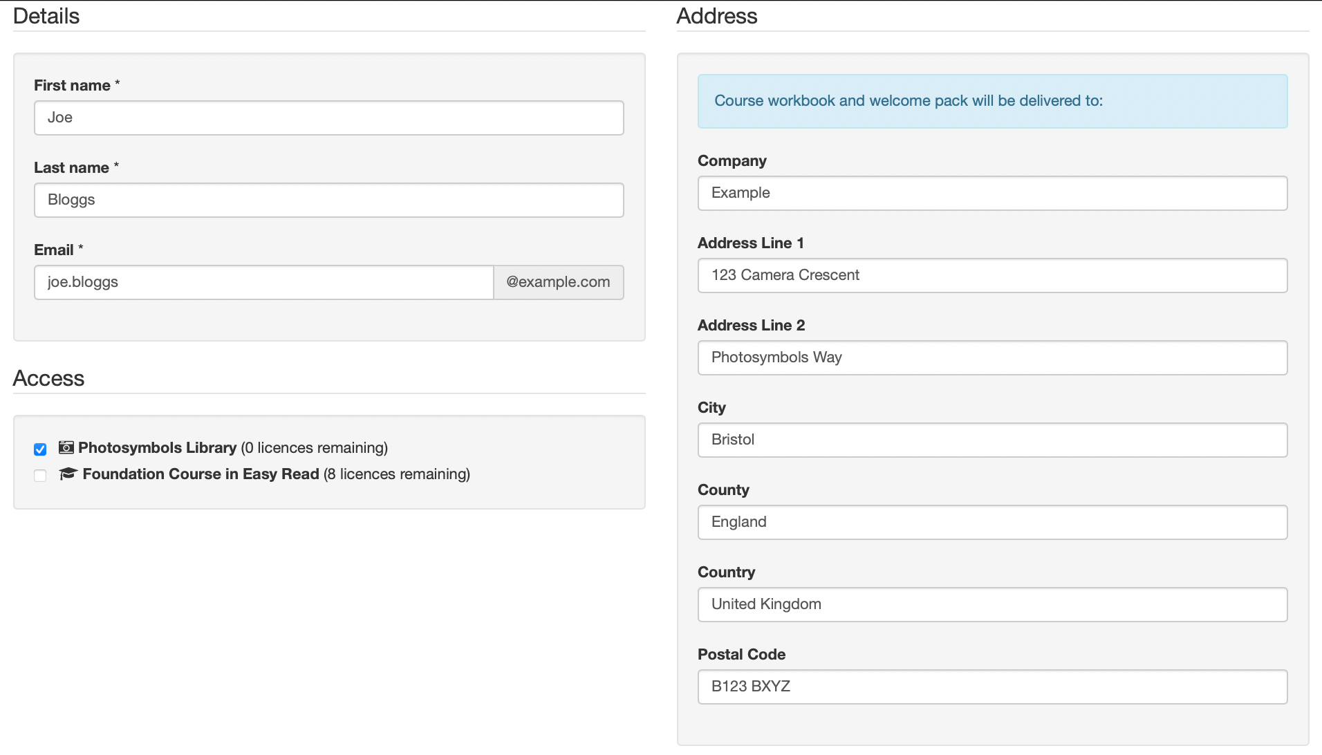 New Licence Manager user form