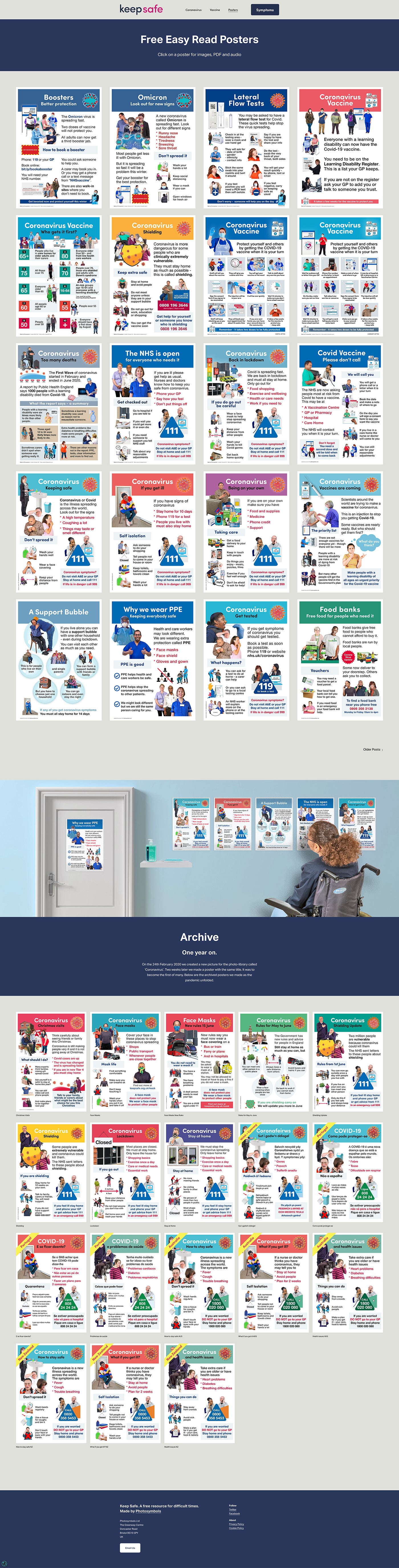 A screenshot of all the Coronavirus posters on the website.