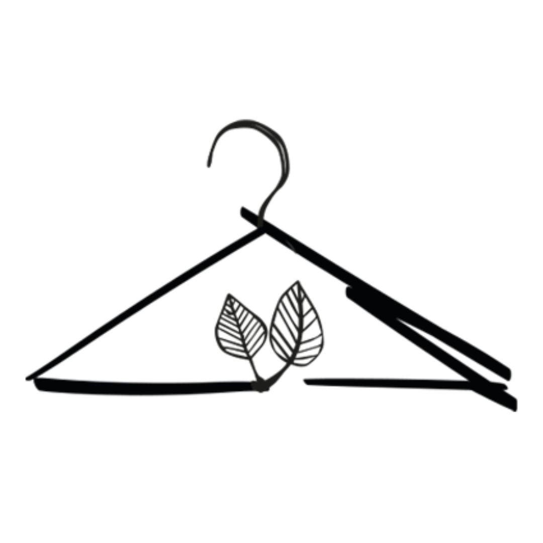 silhouette of a clothes hanger with two leaves inside