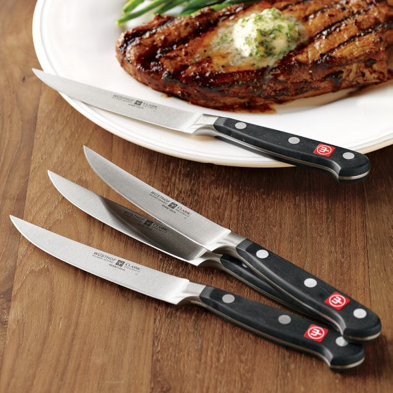 4-Piece Micro-Serrated Ceramic Steak Knife Set - White