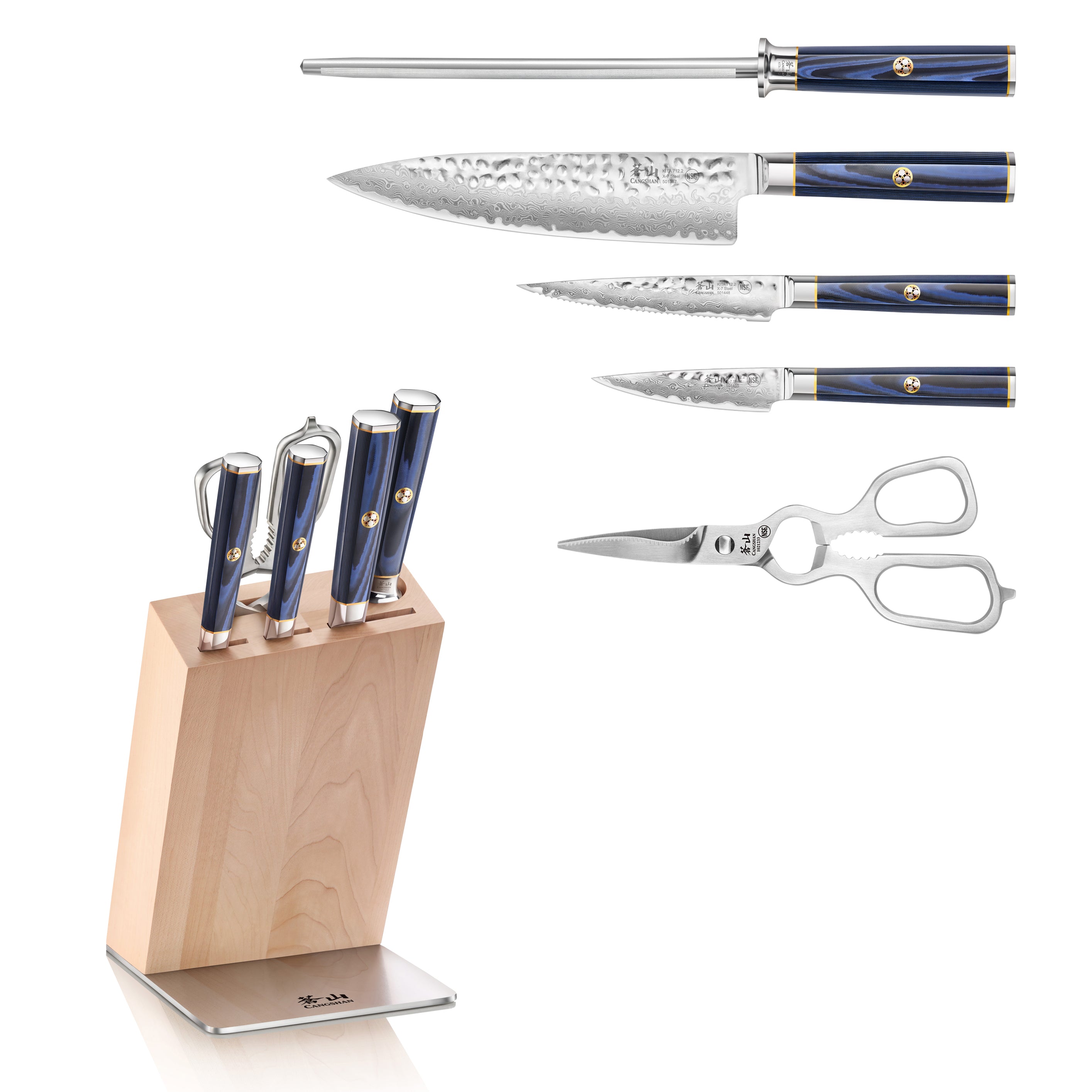 Cookit 6Pcs Steak Knife Set Serrated Stainless Steel Utility with Wooden  Handle for Home Dining Restaurant