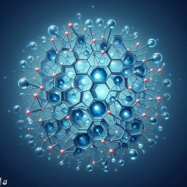 A graphic representing collagen molecules or hydration.