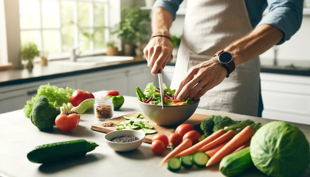 A modern kitchen scene emphasizing meal preparation times