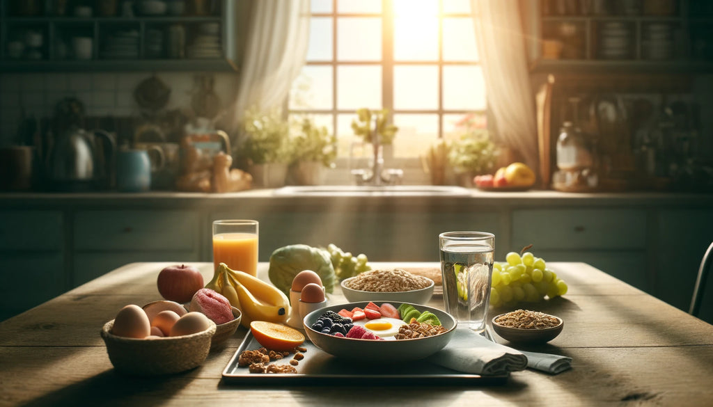 A peaceful morning kitchen scene with a healthy breakfast