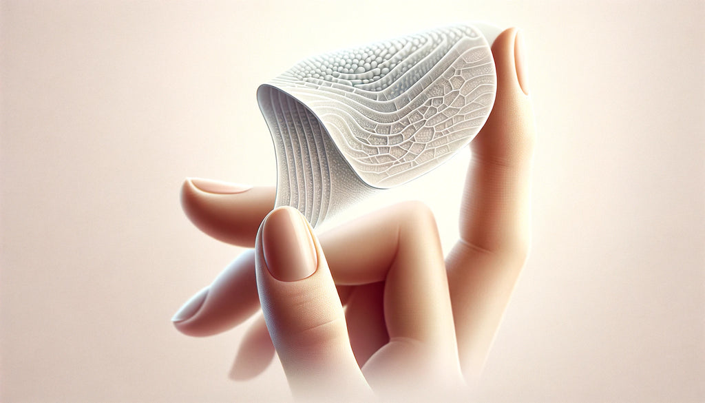 Close-up of a silicone scar sheet highlighting its texture and flexibility