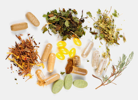 Different herbs and capsules