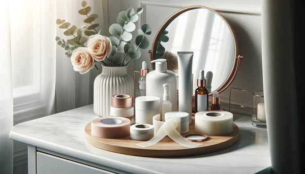 Elegant skincare routine setup highlighting scar care