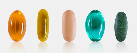 Different types of capsules and tablets