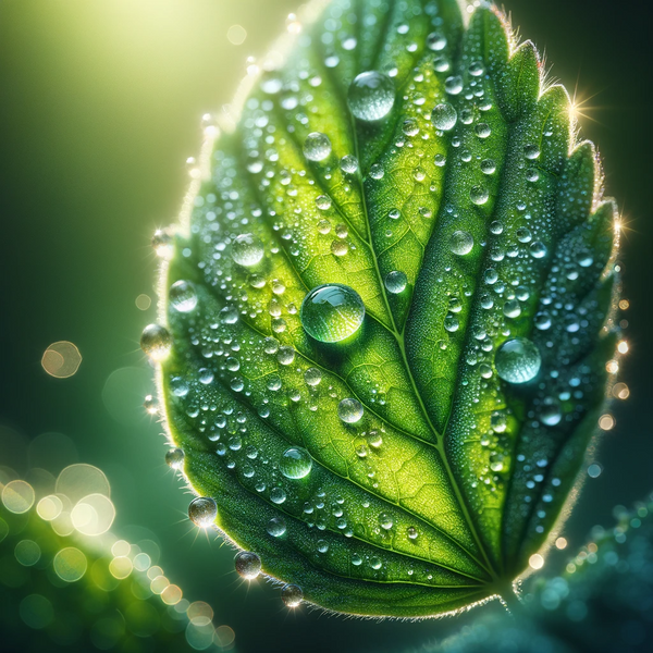 Natural healing symbolized by a dew-kissed leaf