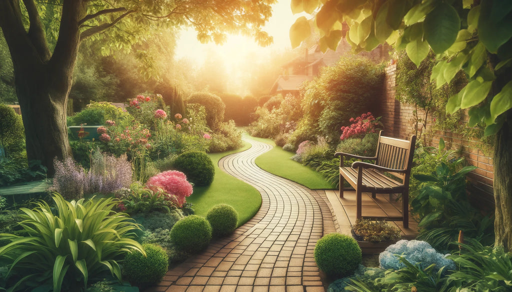 Peaceful garden path for gentle post-surgery recovery walks