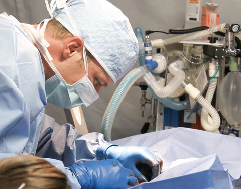 Surgeon working on an operation