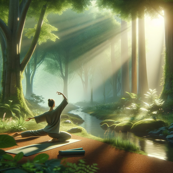 serene scene depicting light and non-strenuous exercise in a natural setting