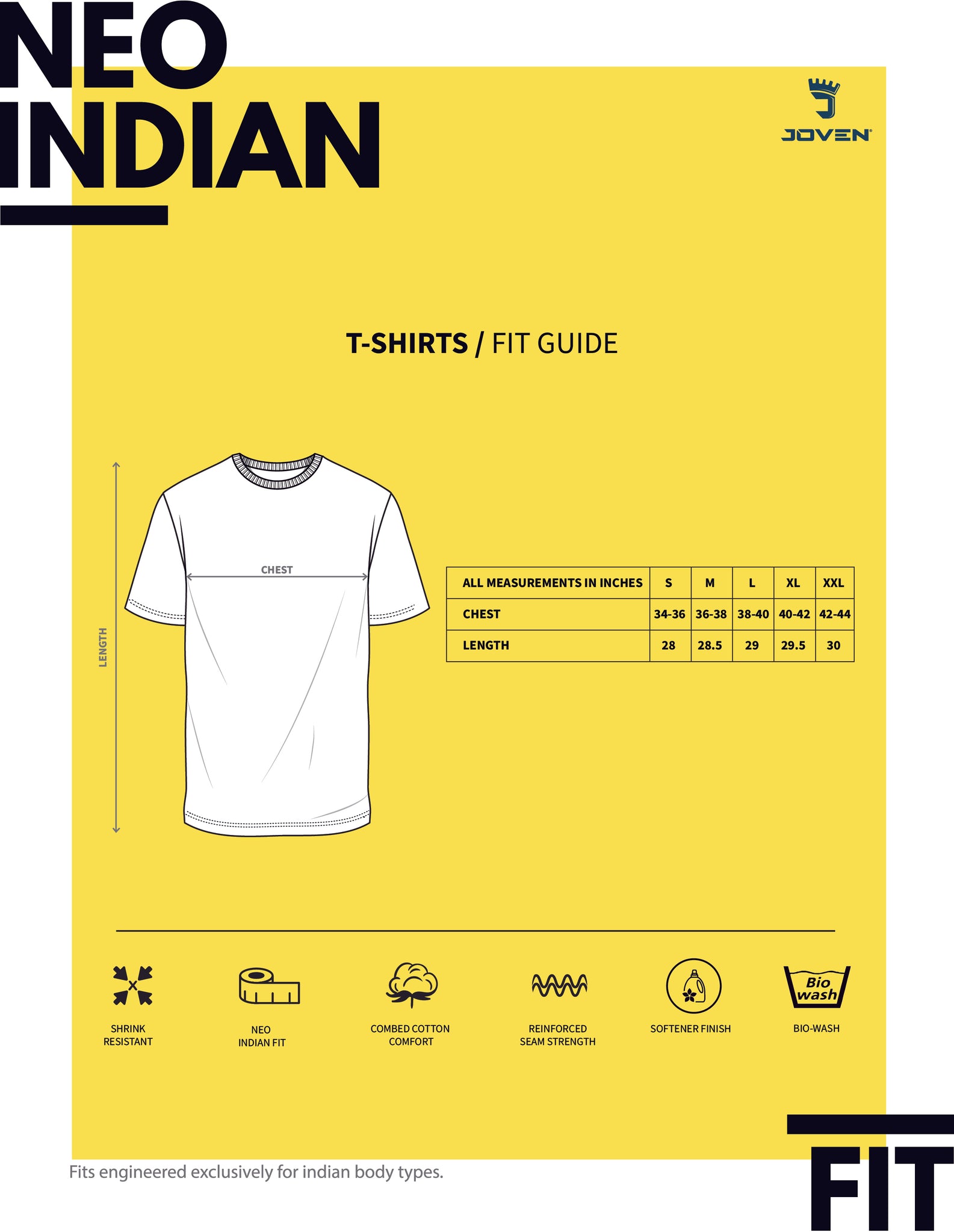 T Shirt Size Chart Joven 1872