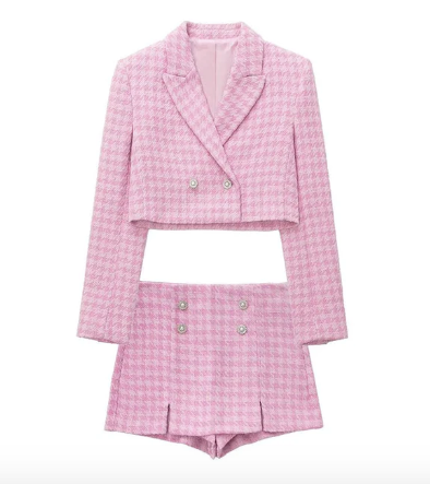 Pink Houndstooth Two Piece Dreamofthe90s Set