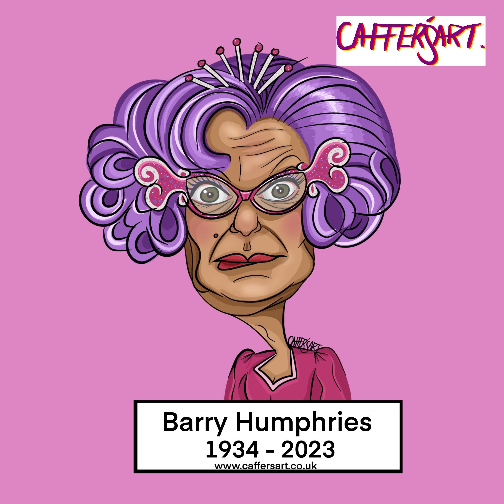 Barry Humphries/Dame Edna Everage Caricature