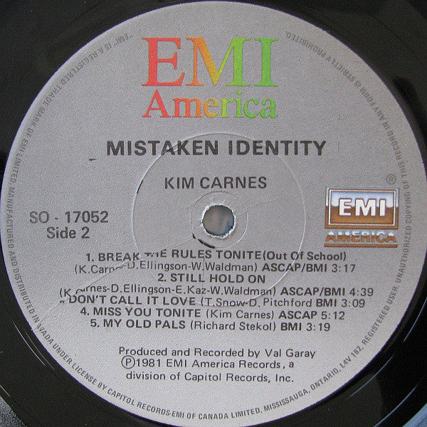 Kim Carnes : Mistaken Identity (LP, Album)