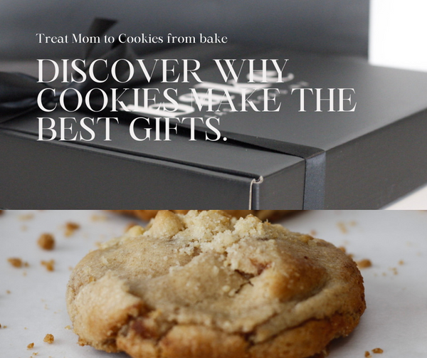 Discover why cookies make the best gifts with a bake the cookie shoppe box in background and a coffee cake cookie