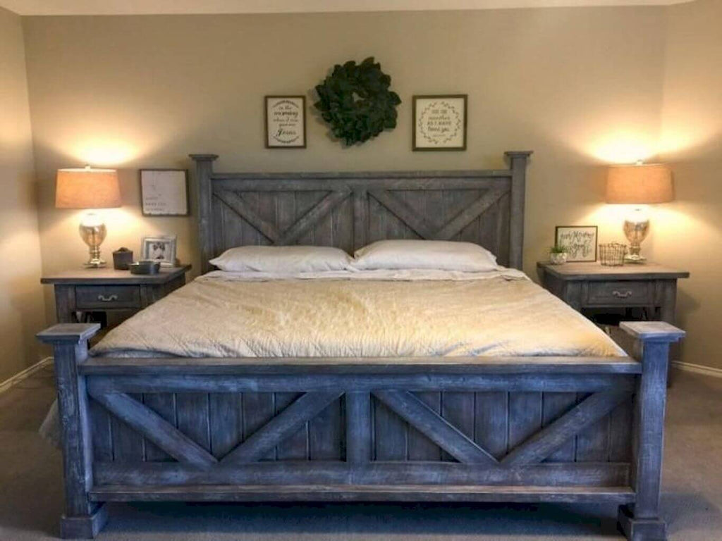 Chesterfield beds in farmhouse bedroom