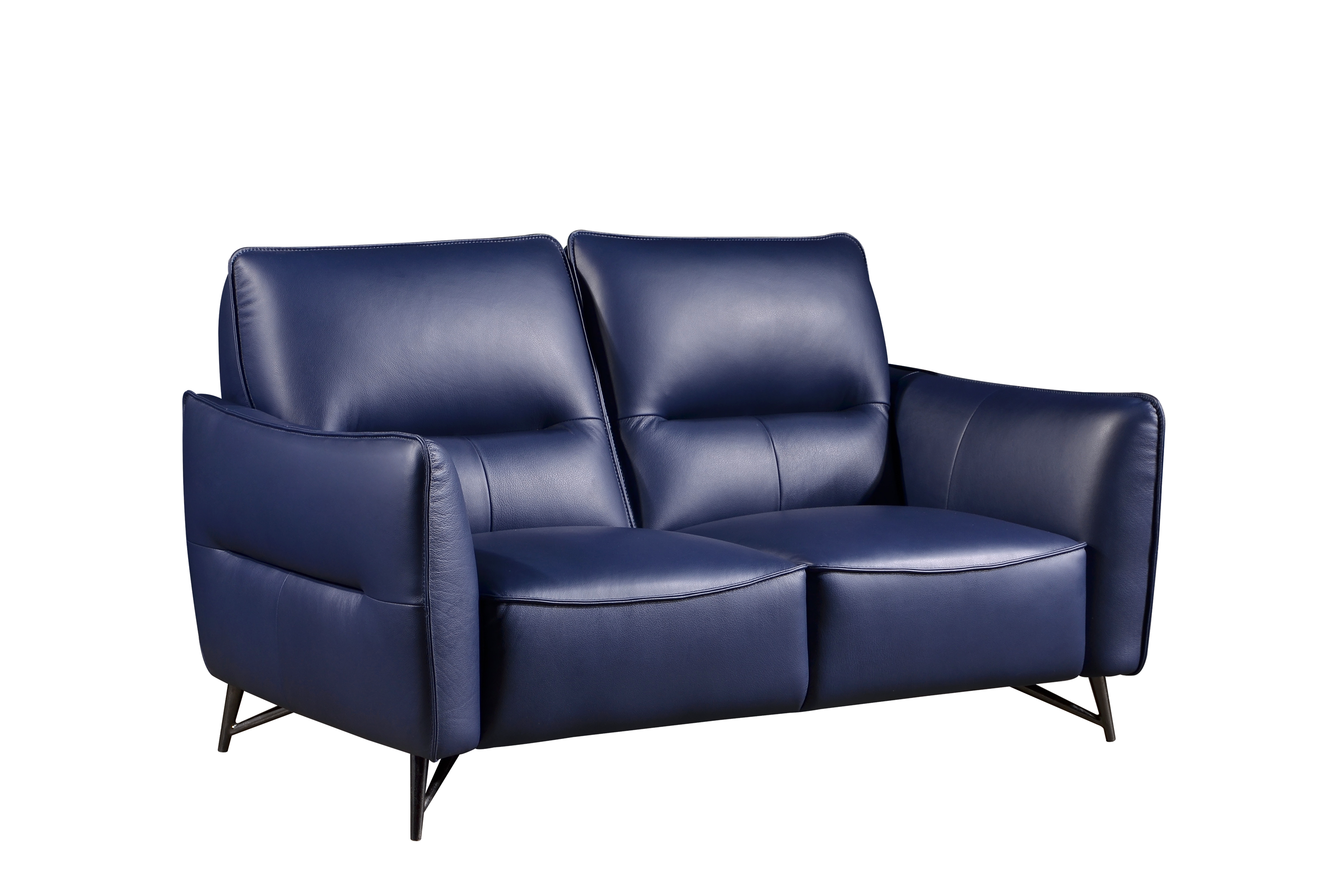 blue leather couch and chair