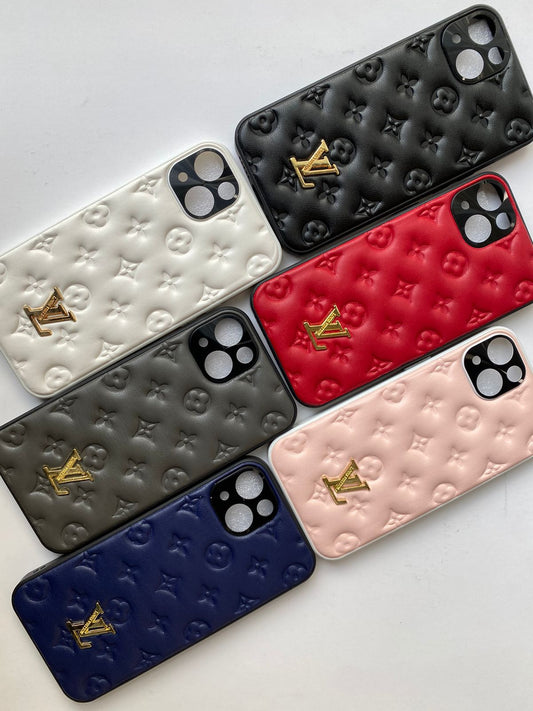 Soft LV Leather Back Case Cover For Iphone 12