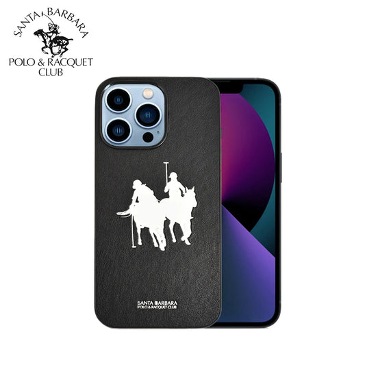 APPLE iPhone 14 Pro, Santa Barbara Black Polo Jockey Series Leather Back  Case Compatible with iPhone 14_