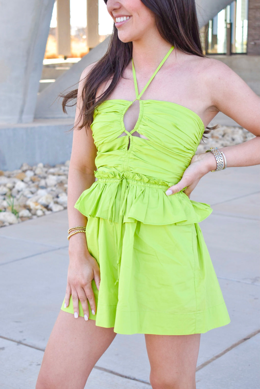 THE SWEET ESCAPE ROMPER -LIME GREEN
