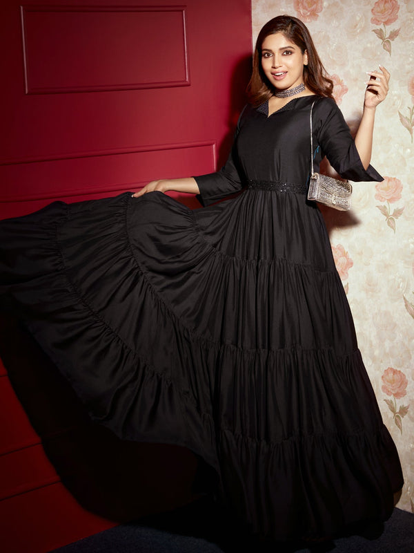 Women's Elegant Long Dress with Belt Shirt Collar Ladies Dresses Black M :  Amazon.co.uk: Fashion