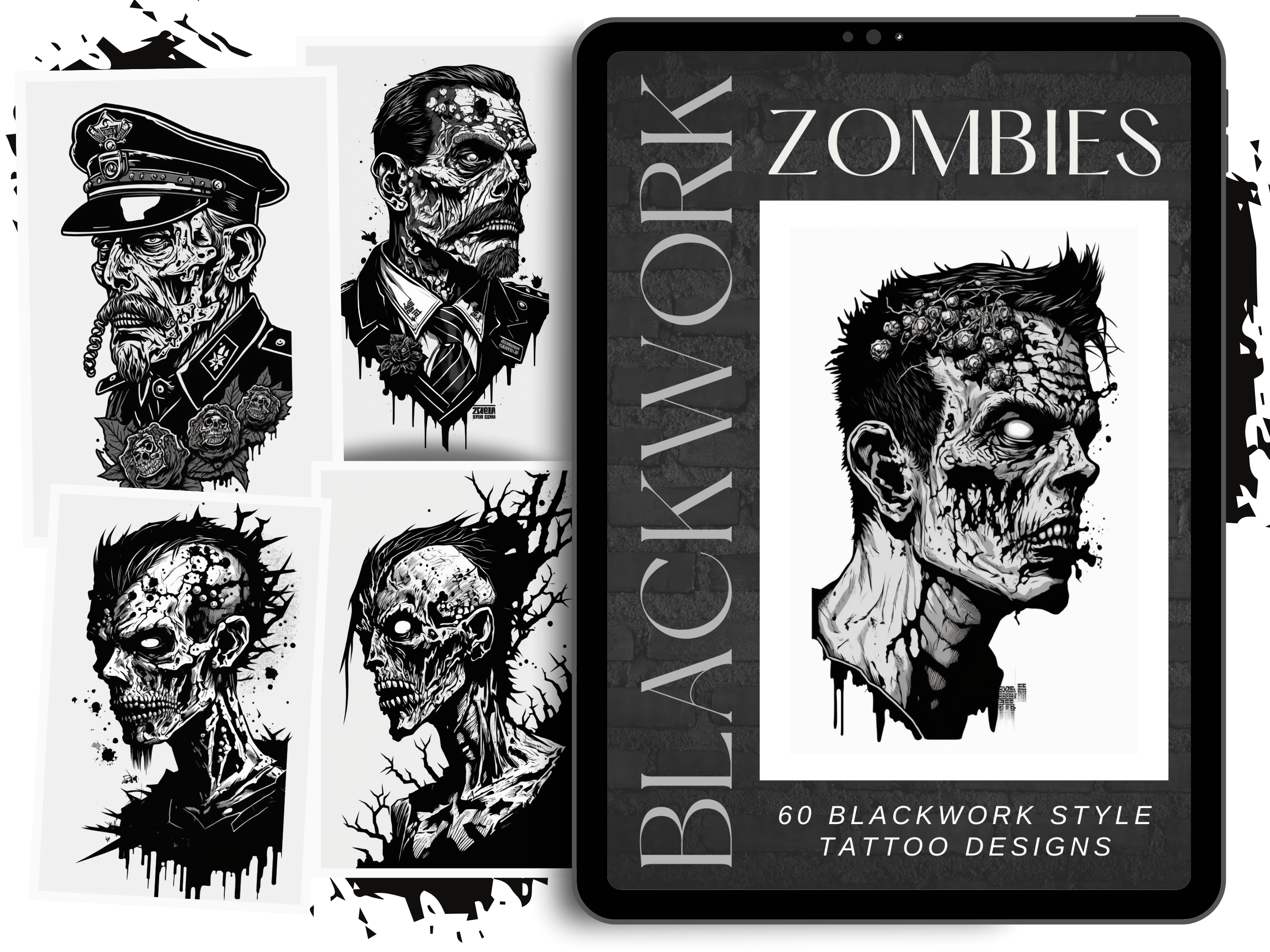 Blackwork Tattoo Flash Sheet iPad Case  Skin for Sale by Brushesanddream   Redbubble