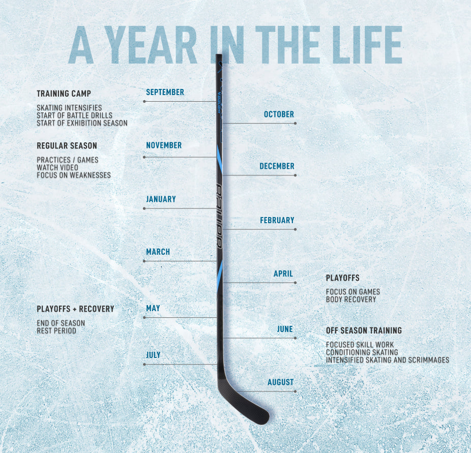 timeline of a year in the life of a hockey player