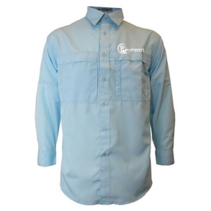 White Long Sleeve Button Down Fishing Shirt – Blue Boot Rodeo